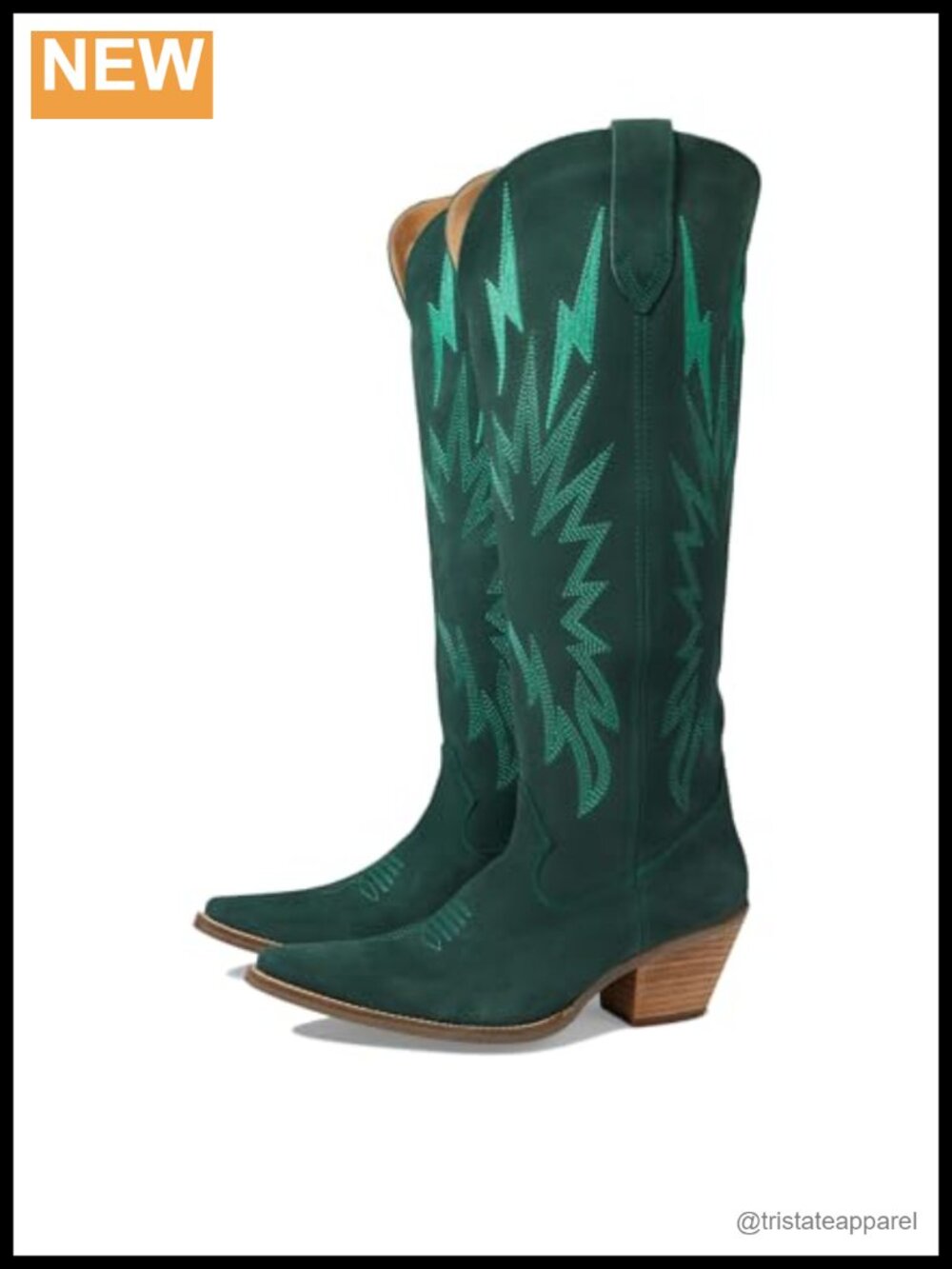 Dingo Knee-High Western Boots Leather Snip Toe Block Heel Pull-On